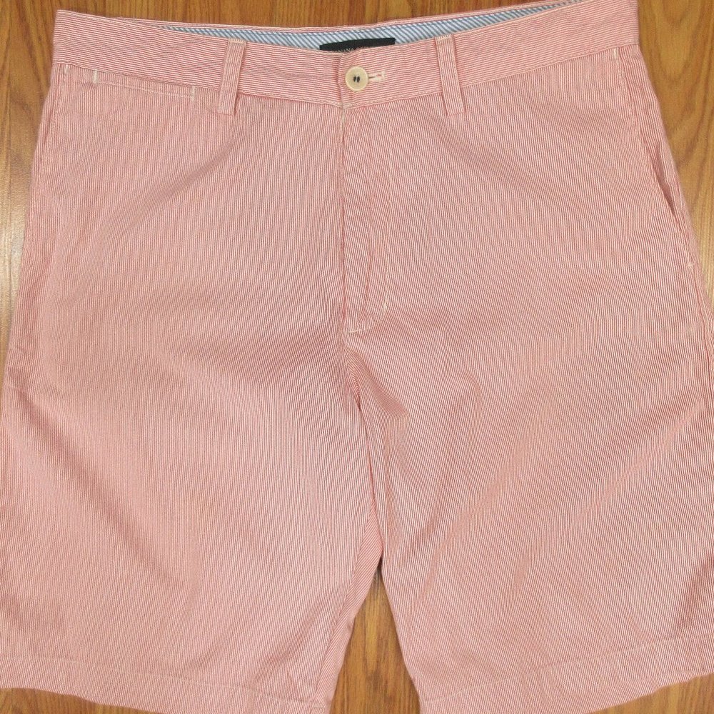 BANANA REPUBLIC SHORTS REGULAR FIT 100% COTTON RED & WHITE STRIPE Sz 33